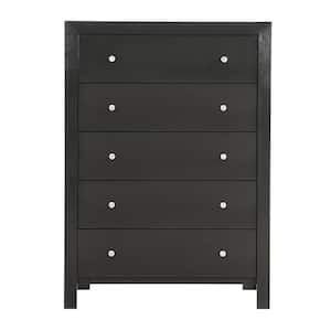 Burlington 5-Drawers Black Chest of Drawers 34 in. L x 17 in. W x 48 in. H