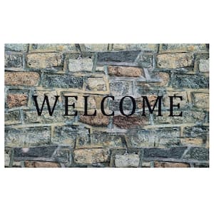 Welcome Outdoor Rubber Entrance Mat 18x30 - Welcome Stone