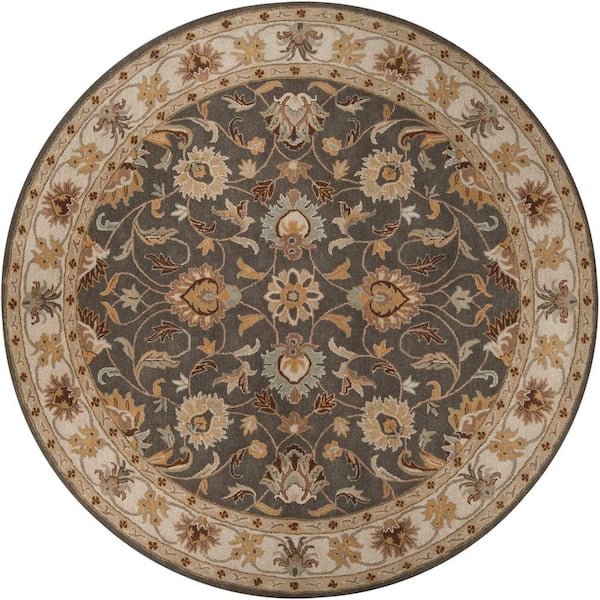 Livabliss John Taupe 8 ft. x 8 ft. Round Area Rug