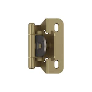 Golden Champagne 1/4 in. (6 mm) Overlay Single Demountable, Partial Wrap Cabinet Hinge (2-Pack)