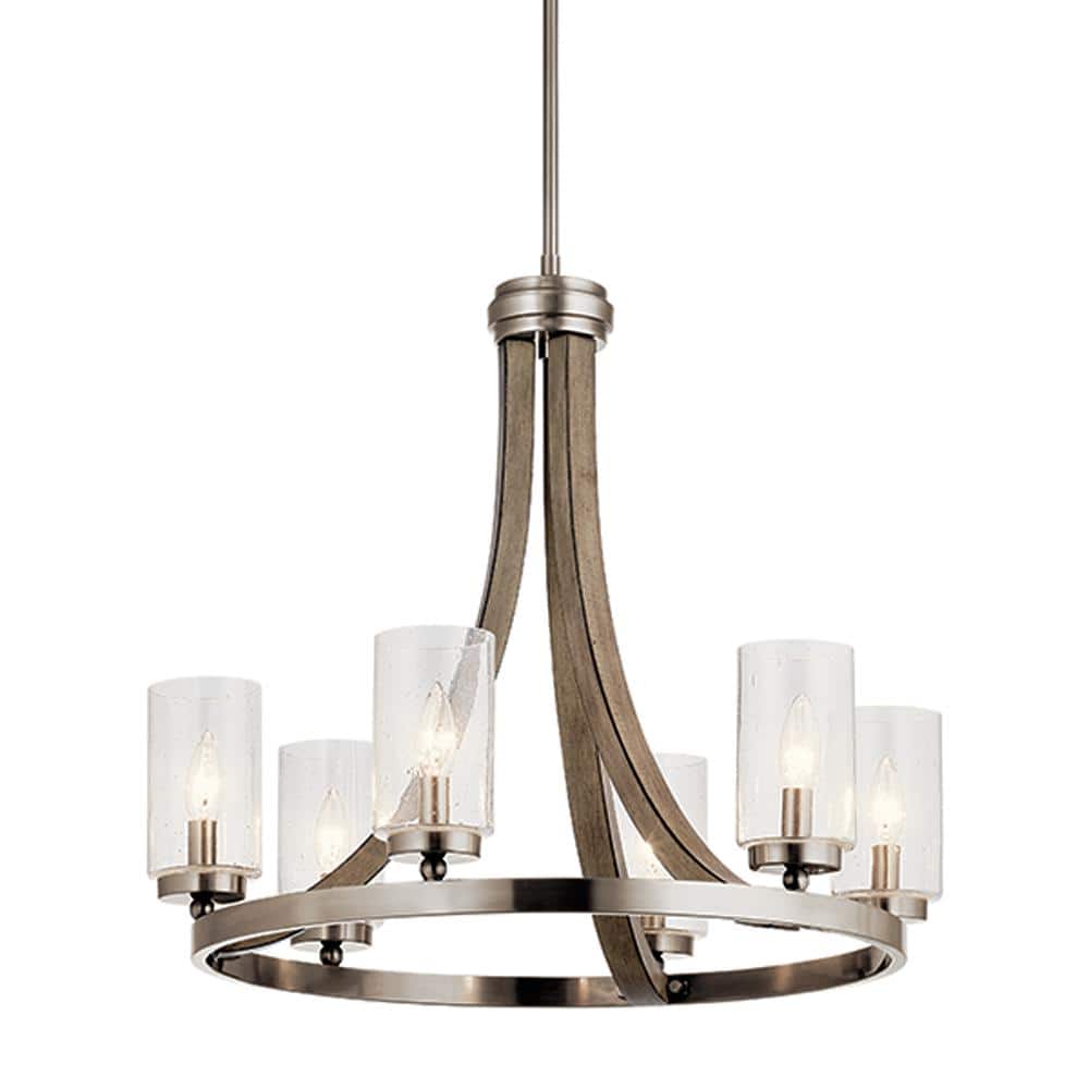 Rustic Elegance Distressed Antique Gray 6-Light Chandelier