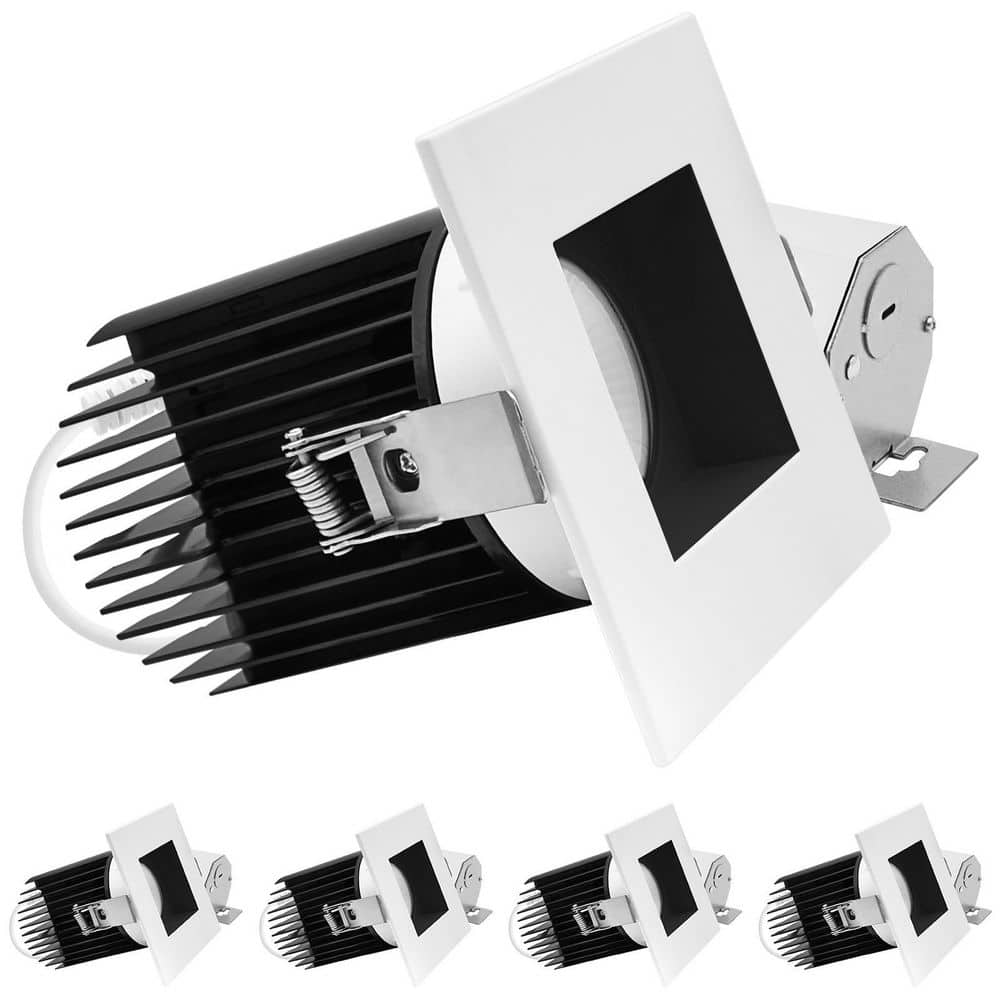 4 in. Integrated LED Trimless Regressed Spotlight w/ Square Black/White Trim, 5CCT, 60º, 22W, 1700LM, Dimmable 4-Pack price history on PriceWatchPro