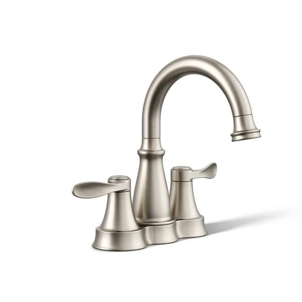 KOHLER Bellera 4 in. Centerset Double-Handle Bathroom Faucet in Vibrant Brushed Nickel
