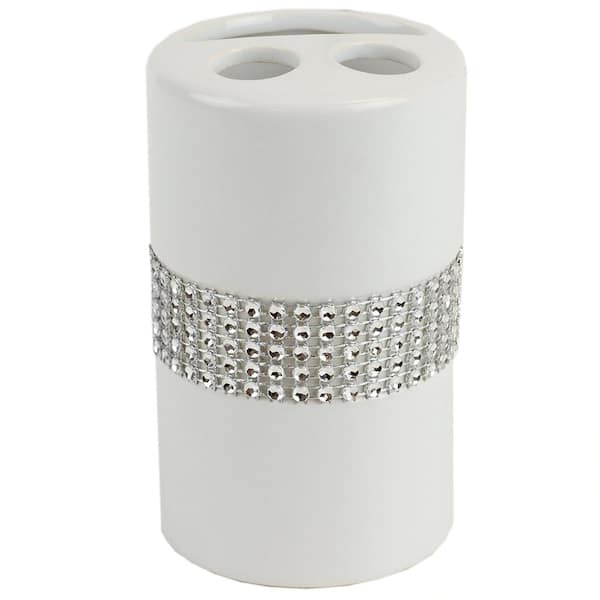 Home Basics Luxury with Stunning Sequin Accents 4-Piece Ceramic Bath  Accessory Set in White BA41924 - The Home Depot