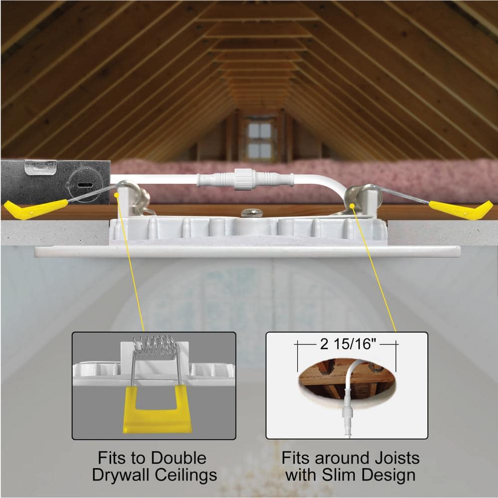 NuWatt 3" White Square Ultra-Thin LED Recessed Light Kit