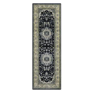 Gray 2 ft. x 6 ft. Vintage Plush Oriental Floral Runner Area Rug