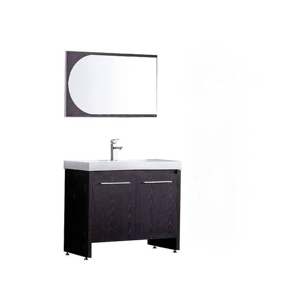 Dreamwerks 40 in.W Bath Vanity in Black Oak Wood with Ceramic Vanity Top in White with White Basin and Mirror