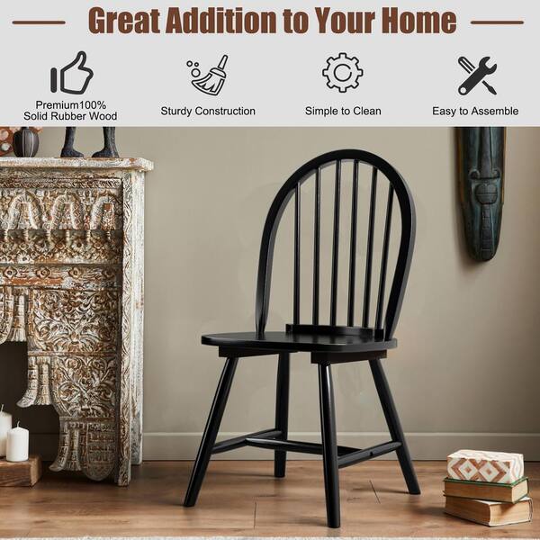 Costway 2-Piece Set: Vintage Wooden Spindleback Windsor Side