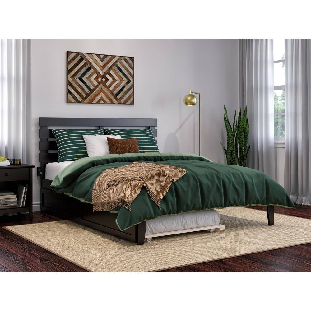 Espresso Queen Platform Bed with Twin XL Trundle and Storage Drawers