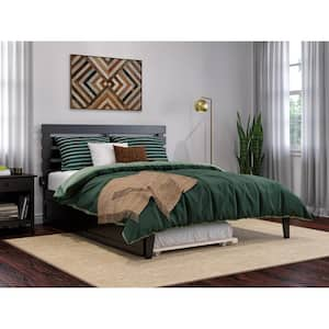 Oxford 62-1/8 in. W Espresso Dark Brown Queen Size Solid Wood Frame with Twin Extra Long Pull Out Trundle Platform Bed