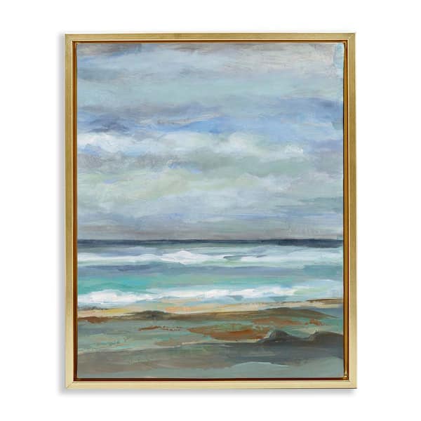 Traditional Cloudy Seashore by Silvia Vassileva Gold Floater Frame Coastal Graphic Art Print 31 in. x 25 in.
