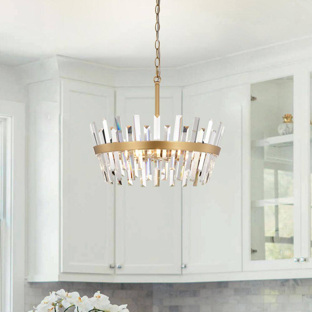 "Doris 18.5"" in diameter Glossy Brass 6-Light Glam Crystal Glass Prism Round Chandelier" price history on PriceWatchPro