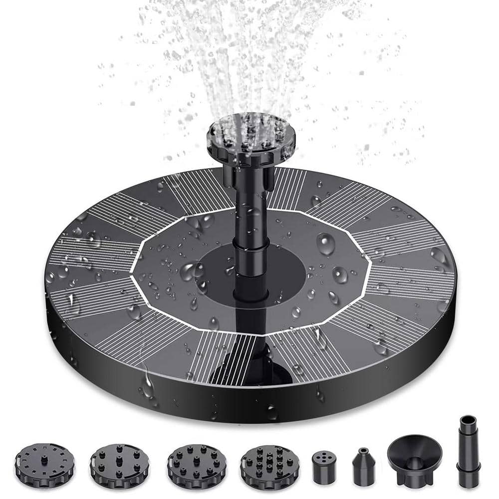 6.3 in. Solar Water Fountain with 6 Nozzles and Fixer