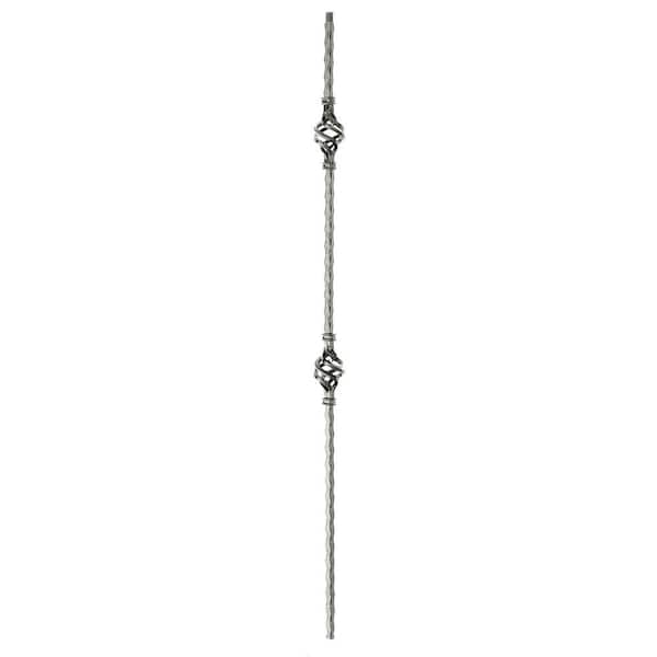 arteferro 44 in. x 9/16 in. Dual Basket Hammer Bar Warm Nickel Powder Coated Wrought Iron Stair Baluster