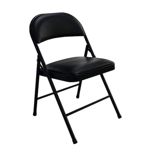 HDX Black Vinyl Padded Steel Frame Folding Chair