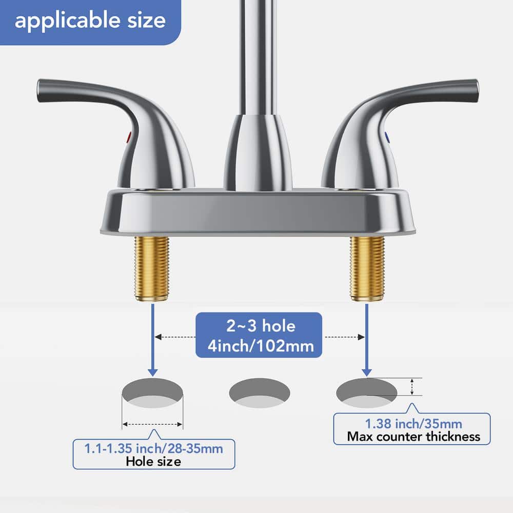 Chrome High Arc Double Handle Bathroom Faucet with Pop-Up Drain