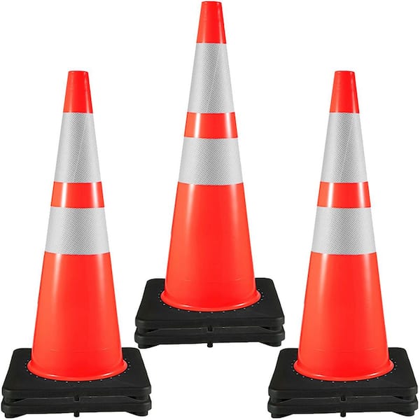 6-Pack 36 in. Traffic Cones Safety Road Parking Cone w/ Black Weighted Base PVC Orange Traffic Safety Cones Hazard Cones