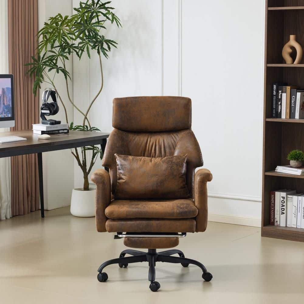 Fasem レザーチェア 本革 ブラウン Karl home Faux Leather Fabric High Back Reclining with