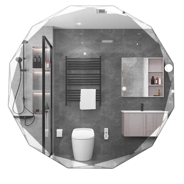 30 in. W x 30 in. H Round Frameless Beveled Edge Wall Bathroom Vanity Mirror