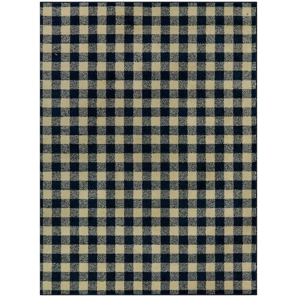 BALTA Rogers Navy 5 ft. x 7 ft. Gingham Area Rug