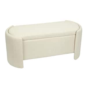 White Fabric Finish Sorin Accent Dining Bench 46 in.