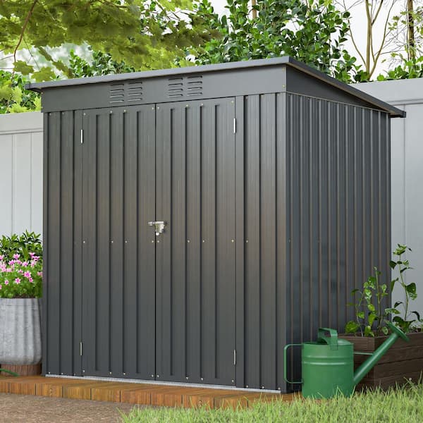 6 ft. W x 4 ft. D Black Metal Outdoor Storage Shed with Vents (24 sq. ft.)