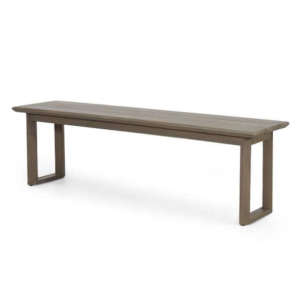 Noble House Aggie Gray Acacia Wood Outdoor Patio Dining Bench