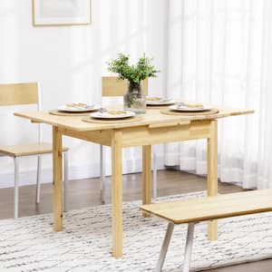 Natural Wood Yellow Wood Top 47.25 in. W 4-legs Pine Wood Folding Dining Table 4-people