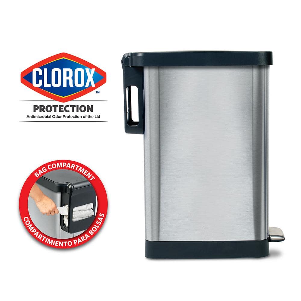 Slim Stainless Steel 12 Gallon Step-On Trash Can