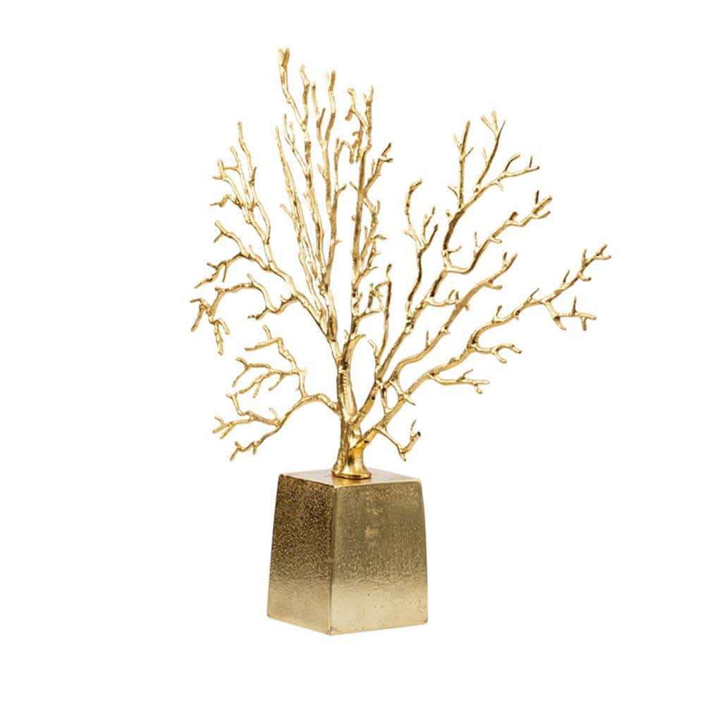 Radiant Gold Abstract Metal Tree Sculpture Decor