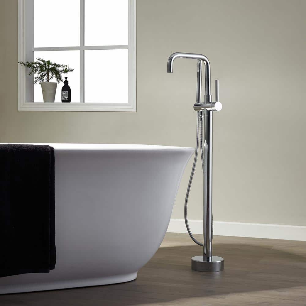 Nickel Freestanding Tub Faucet with Hand Shower
