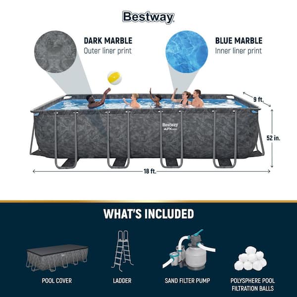 APX 365 18 ft. x 9 ft. Rectangular 52 in. Deep Above Ground Pool Set