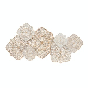 53 in. x  26 in. Wood White Intricately Carved Floral Wall Decor