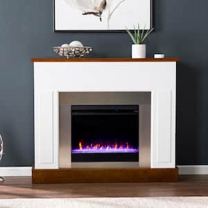 Helsa 50 in. Color Changing Electric Fireplace in White