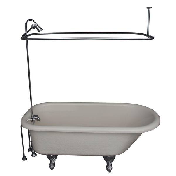 Barclay Products 5 ft. Acrylic Ball and Claw Feet Roll Top Tub in Bisque with Polished Chrome Accessories