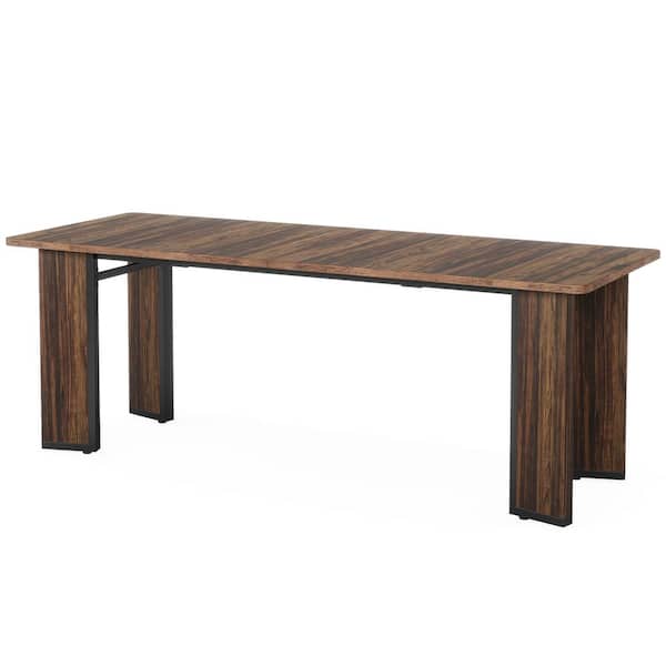BYBLIGHT Moronia 78.8 in. Rectangular Brown & Black Wood Computer Desk, 2 Person Computer Desk for Home Office