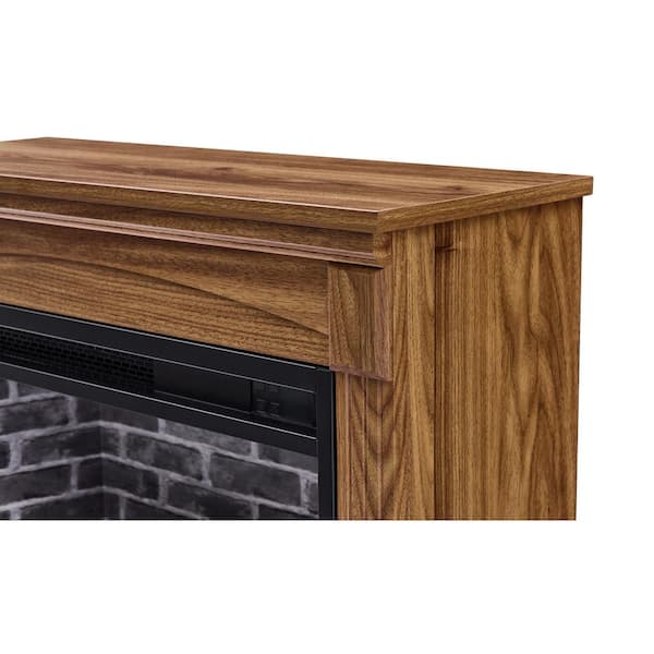 5000 BTU 28 in. Freestanding Electric Fireplace Mantel in Brown With Removable Caster Wheel