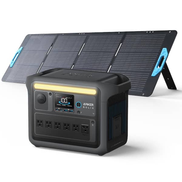 Anker 1800W Output/2400W Peak SOLIX C1000 X Black Push Button Start Solar Generator w/200W Solar Panels for Home, RV, Outdoor