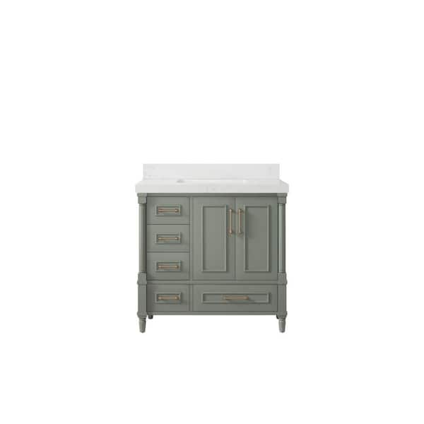Willow Collections Hudson 36 in. W x 22 in. D x 36 in. H Single Sink Bath Vanity Center in Evergreen with 2 in. Empira Qt. Top