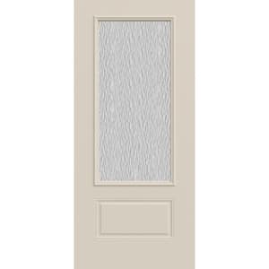 36 in. x 80 in. 1 Panel 3/4 Lite Right-Hand/Inswing Hammered Glass Primed Steel Front Door Slab