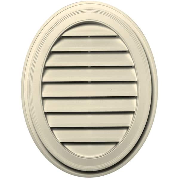 Builders Edge 21 in. x 27 in. Oval Beige/Bisque Plastic Built-in Screen Gable Louver Vent
