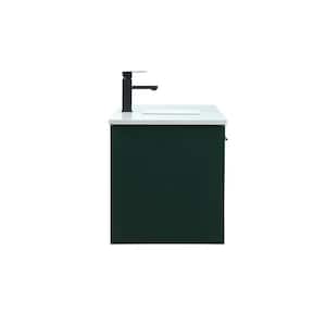 Timeless Home 48 in. W Single Bath Vanity in Green with Engineered Stone Vanity Top in Ivory with White Basin