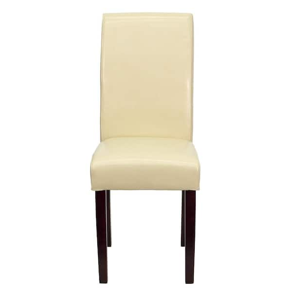 ivory leather parsons dining chairs