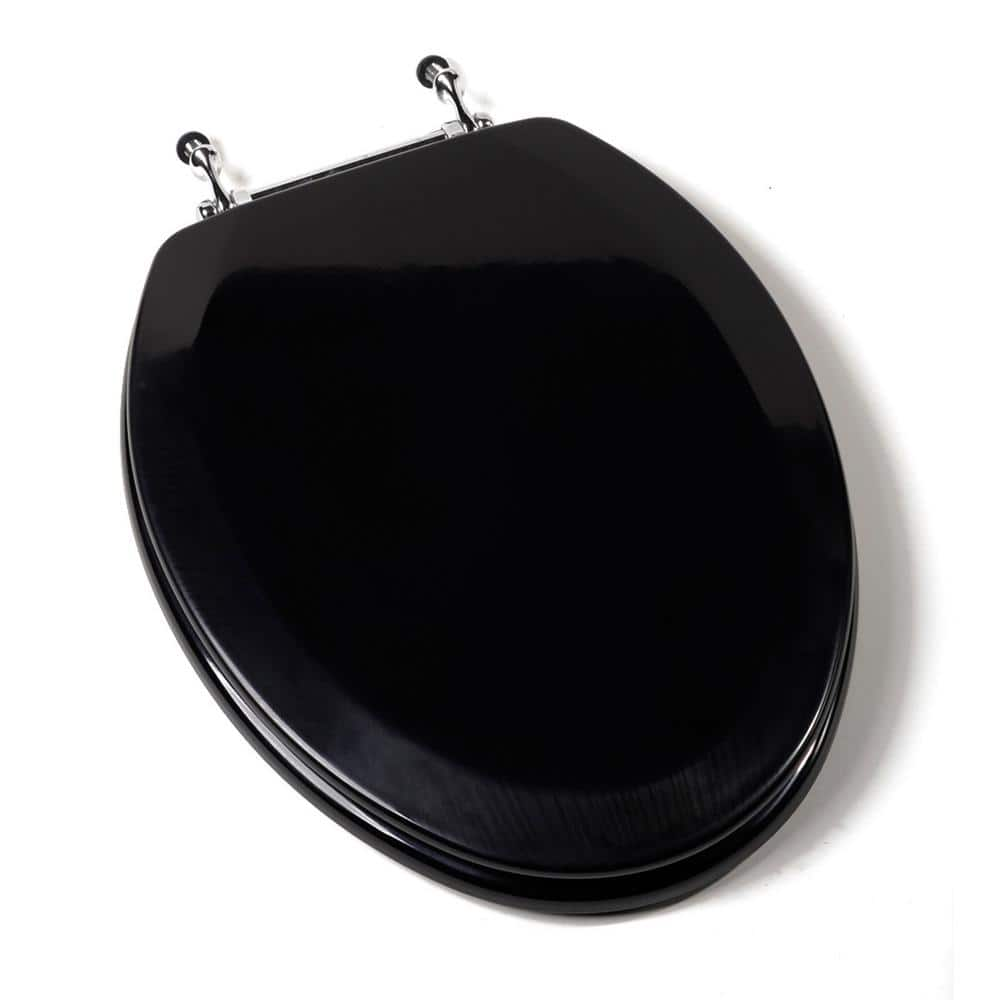 The Furniture Cove - Black Finish Round Toilet Seat w/New York