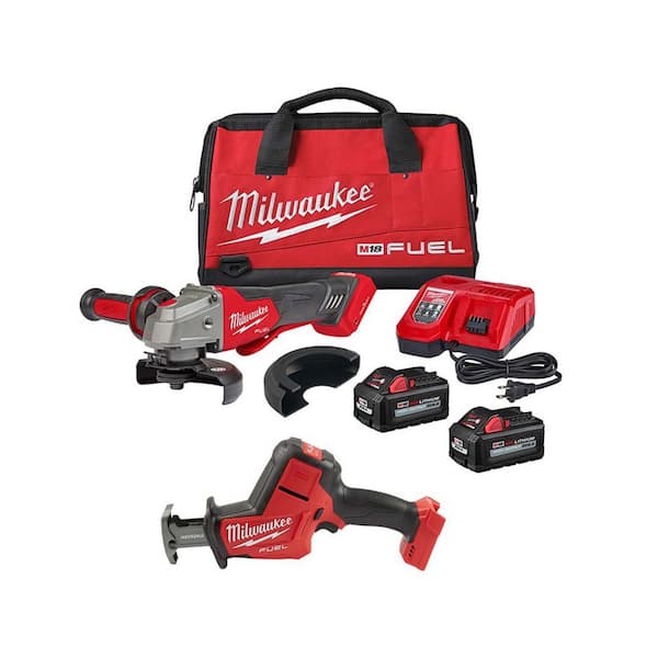 Milwaukee M18 FUEL 18V Lithium-Ion Brushless Cordless 4-1/2 in./6 in. Grinder w/Paddle Switch Kit, FUEL HACKZALL & (2) Batteries