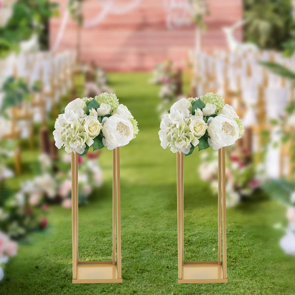 3 Different Size Wedding Flower Stands Gold Metal Column Stand Round Flower  Display Stand