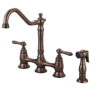 Americana 2-Handle Bridge Kitchen Faucet with Side Sprayer in Oil Rubbed Bronze