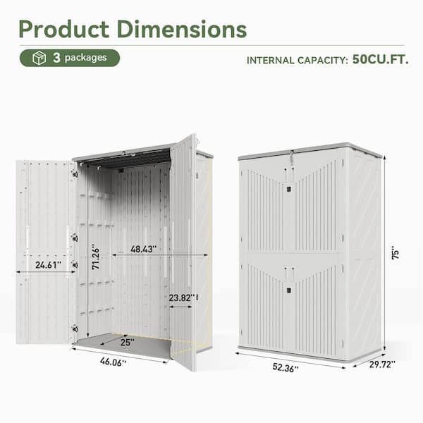 Sizzim 4.3 ft. W x 2.4 ft. D Plastic Shed with Double Door (9.5 sq