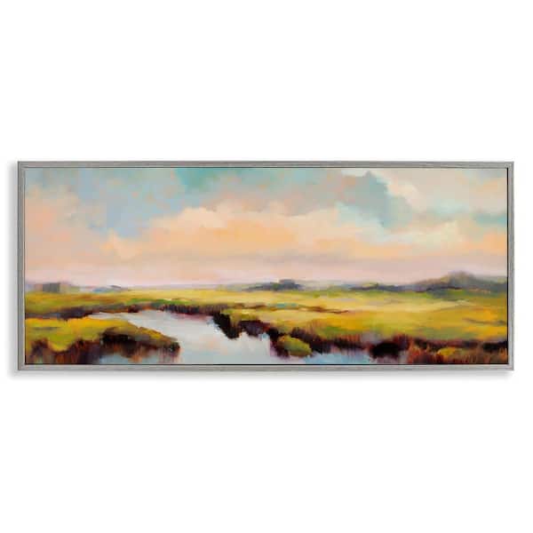 Stupell Industries Sunrise over Rural Stream by Odile Gray Framed Nature Giclee Art Print 10 in. x 24 in.