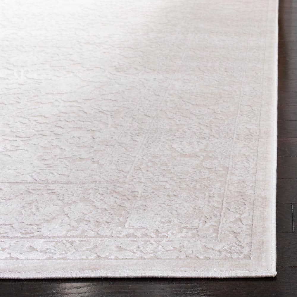 Ivory Floral Hand-Knotted Synthetic 4' x 6' Area Rug
